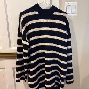 H&M Women’s Black Striped Knit Sweater Shirt Dress New With Tags - Medium